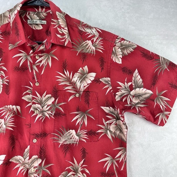 Batik Bay Red Floral Print Short Sleeve Button Up Collared Hawaiian Shirt Large - Picture 6 of 11